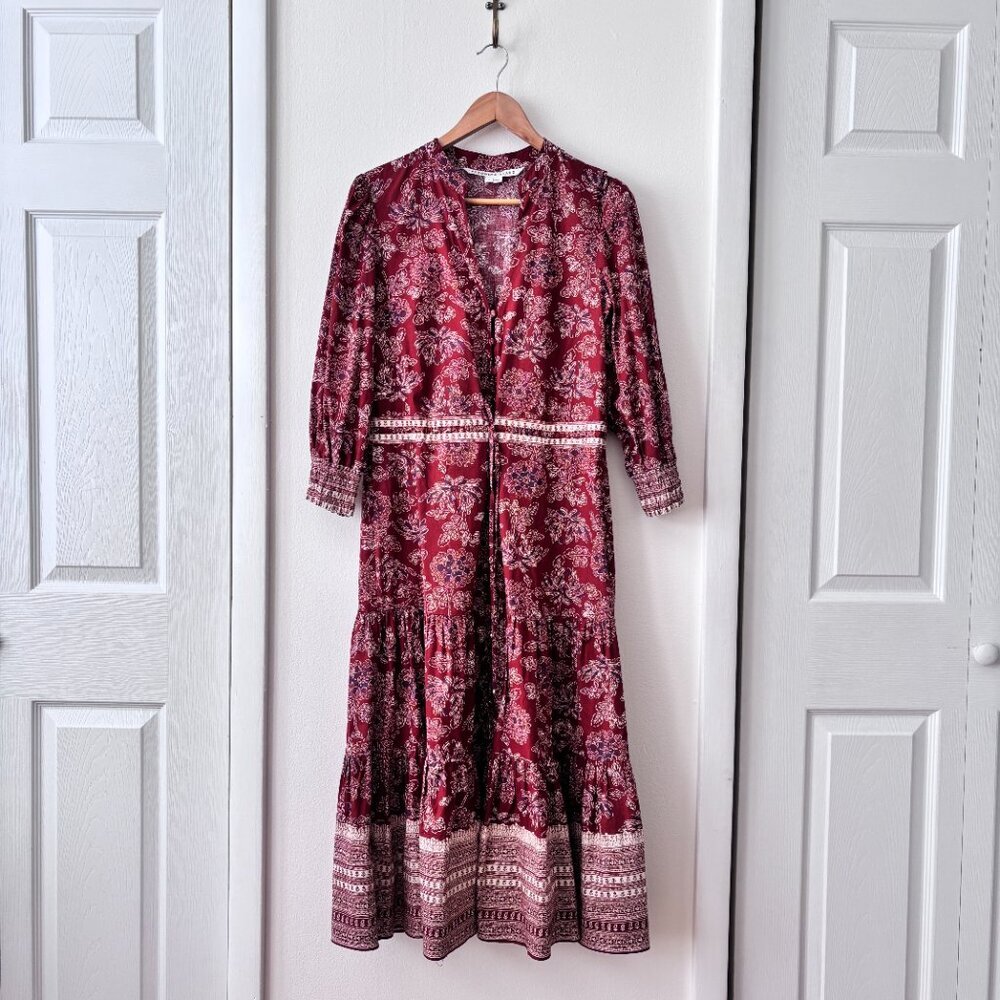 Veronica Beard Swedie Printed Midi Dress in Rust - Picture 7 of 13